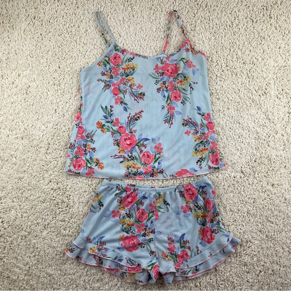 ✌️Secret Treasures Floral Lingerie Sleep Set Top & Ruffle Shorts Sz S - Picture 1 of 3